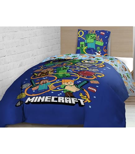 Minecraft Bettwäsche Einzelbett - Bettbezug 140x200 Cm