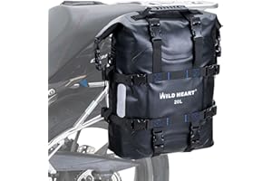 WILD HEART Moto borsa laterale in acciaio inox sospensione borsa impermeabile Borse da sella 20L/25L impermeabile Pianner Bag resistente all'usura per uso generale Accessori (Nero, 20L,One PCS)