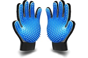 KENNELS & KATS K&K Kit Gants de Toilettage pour Animaux - Gant Toilettage Chat, Chien, Lapin et Cheval avec Fourrure Longue, Courte et Frisée - 1 Paire & Sac de Rangement