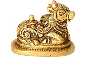 Tarini Gallery Brass Nandi Nandikeshvara Nandideva Pooja Spiritual Sculpture Indian Décor Antique Statue for Home Entrance Temple Decoration and Gifting (Nandi)