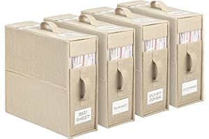 Yeahshion Sac de Rangement pour Draps de Lit, Lot de 4 Organisateurs de Literie Pliables, Rangement Pratique de la Literie et des Couvertures pour Lits King et Queen Size, Beige