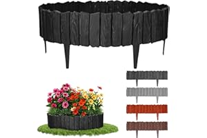 GARDENIX Black Lawn Edging - 2.3m/7.4ft Flexible Garden Edging for Flower Beds, Lawn, Patio & Pavement - Easy Install border, No Digging, Weather-Resistant Plastic, Wood Effect Garden Fence