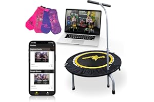 Boogie Bounce Rebounder | Folding & Super-Quiet Fitness Trampoline For Adults & Children | New Mobile App & Online Workouts Every Month | Adjustable Handle & 20st Weight Limit