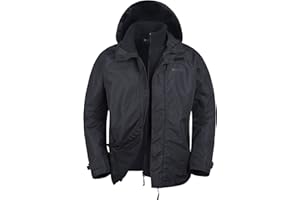 Mountain Warehouse Fell Mens 3 in 1 Water Resistant Jacket - Adjustable Coat with Packaway Hood, Detachable Inner Fleece & Many Pockets - For Hiking & Outdoors