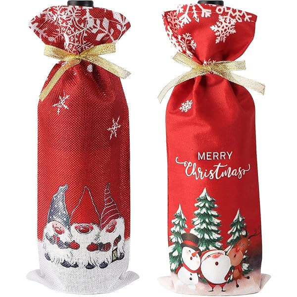Lot De 3 Housses De Bouteille De Vin De Noël : Housses De Bouteille De