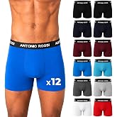 Antonio Rossi Pack of 12 Cotton Boxer Briefs for Men, Breathable