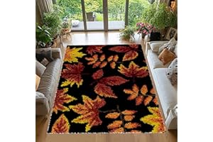 Tehocwiz Kit Tapis Point Noué à Faire Antidérapant Création Tapis et Canvas Taille Création Tapis à Crocher pour Adultes Kit Tapis Crochet Loquet Grande Kit de Tapis à Nouer Soi-même 38x52 cm