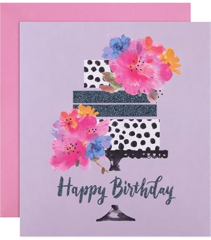 Biglietto Di Compleanno Central 23 Con Torta Arcobaleno, Per Lei, Con Busta E Adesivi, Carta 300g/m², 14,5x14,5 Cm