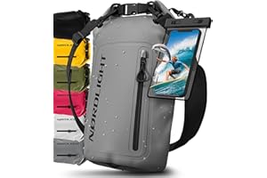 Nordlight Bolsa Estanca Impermeable + Funda para Móvil, Cierre Enrollable, Correa para Hombro | Drybag Mochila Impermeable Saco Estanco Bolsa de Transporte Náutica | Playa Sup - Gris, 30 litros