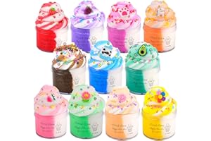 11 Pack Cloud Slime Kit, Cloud Slime with Peachybbies and Unicorn Charms, Scented DIY Slime Supplies for Girls and Boys, Stress Relief Toy, Party Favors, Birthday Gift, Made by KelvSbem