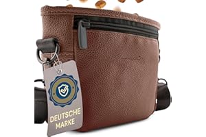 Heimatpfoten® Leckerlitasche für Hunde aus Kunstleder - Gassitasche mit Einhand Magnet-Verschluss - Hunde-Leckerli-Beutel (Größe S - Dunkelbraun)