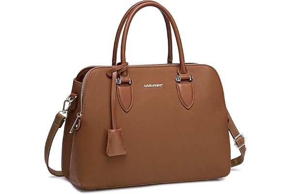 David Jones - Sac à Main Femme Bugatti - Cuir PU Porté Epaule Bandoulière - Multi Poche Plusieurs Compartiments - Travail Elégant Classique Chic Dame - Marron Camel