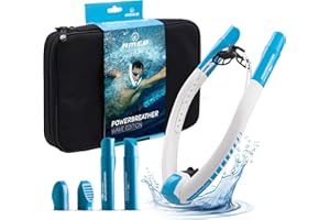 POWERBREATHER AMEO WAVE - le set de tuba pour tous les besoins - 100% d'air frais, pas de respiration pendulaire grâce à la technologie de valve brevetée