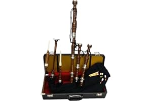 TARTANCITY Greta Cornemuse Highland prête à l'emploi/cornemuse en bois de rose finition naturelle avec supports argentés