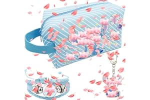 NIUMOWANG Bolsa de Maquillaje de Dibujos Animados, Bolsa de Aseo de Viaje para cosméticos, Resistente al Agua, con Llavero y Pulsera Trenzada, para niñas