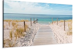CUADROS B&D XXL murando Cuadro en Lienzo Playa 135x45 cm 1 parte impresión en material tejido no tejido cuadro de pared impresión artística fotografía gráfica decoración Naturaleza Paisaje Mar c-A-0107-b-a