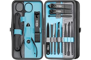 Beauté Secrets Professional Manicure Set 15 pcs,Stainless Steel Nail Clippers Scissors Cuticle Nipper Pedicure Tools Kit - Portable Travel Grooming Kit for Men and Women with Luxurious Case Blue (Blue)