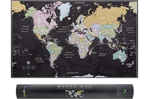 ATLAS & GREEN Carte du monde | Carte monde Voyage | Carte Géographique à Mûr Vintage | Géographie Physique Villes, Pays, Fleuves | Idée Cadeau