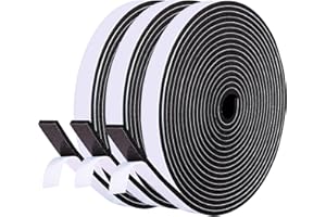 fowong 15m Dichtungsband Selbstklebend für Türen Fenster 12mm(B) x 3mm(D) Türdichtungen Schaumstoff Klebeband Gummidichtung kochfeld Anti-Kollision 3 Rollen je 5m lang
