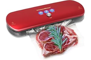 KitchenBoss Macchina Sottovuoto per Alimenti Sottovuoto Macchina Sigillatrice Vacuum Sealer Professionale Automatica Portatile Kit di Avviamento 5 Sacchetti +1 Tubo Accessorio