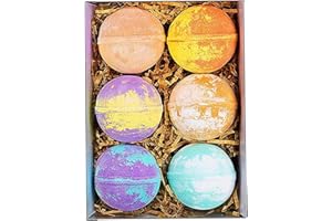 Coffret Cadeau Bombe de Bain, Bain Moussant, Ensemble de Bombes de Bain Faites à la Main, Bombes de Bain aux Huiles Essentielles, Additif de Bain, le Bien-Étre, Relaxation, 6 Boules de Bain