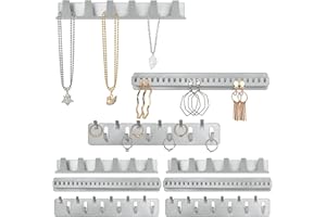 BELLE VOUS (Pack de 9 Organizador de Joyas para Colgar de Metal - Set de Joyero Pared Adhesivo con Ganchos y Clavijas - Colgador de Collares, Anillos, Brazaletes y Pendientes