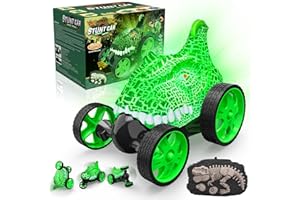 ZHCUVES Macchina Telecomandata per Bambini, Rotazione a 360° Acrobatica Auto Radiocomandata RC Stunt Car con Luce, Dinosauro Telecomandato Giocattoli Giochi Regalo Compleanno Bambino Bambina 3-12 Anni