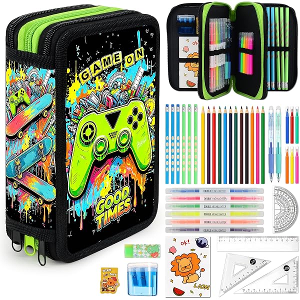 Mäppchen Federtasche 3 Fach Federmäppchen Schüleretui Schlamperbox