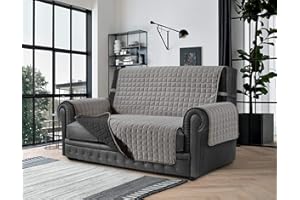 BANZAII TEXTILE INNOVATOR ONLINE Banzaii Copridivano 2 Posti Antimacchia, Salvadivano Trapuntato Bicolore Grigio Chiaro/Grigio Scuro per Seduta da 115 a 140 cm