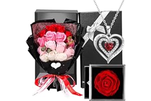 TOULOUBE Idee Regalo Donna Natale , Regali Donna Per Compleanno Anniversario Per La Mamma Amica Fidanzata Collana Con Scatola Regalo Gioielli Rosa Per Lei, Regalo Ragazza Di San Valentino, Festa Della Mamma