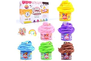 ToysButty Fluffy Shleim Kinder Selber Machen Set 6 Farben Butter Slime Kit, Geschenk Mädchen Jungen Spielzeug, Cake Charms Enhalten Duftenden Putty (Rainbow Edition)