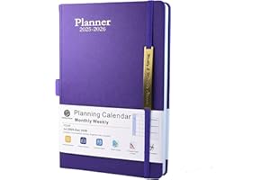 EARNING POWER Diary 2025-2026 - 18 Month Mid Year Diary from Jul. 2025 to Dec.2026, A5 Week to View, Weekly & Monthly Planner with Leather Cover, Pen Loop, Inner Pocket (Purple)