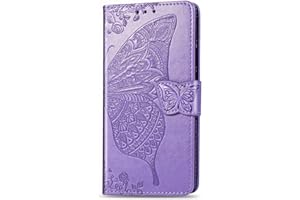 Thoankj Sony Xperia L4 Case PU Leather Flip Notebook Slim Fit Wallet Phone Case Cute Butterfly with Kickstand Soft TPU Gel Bumper Folio Shockproof Protective Cover for Sony Xperia L4 Light Purple