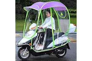 OXFUZZ Fully Enclosed Motor Scooter Motorcycle Umbrella Mobility Sun Shade & Rain Cover Waterproof, Universal,Purple,C