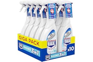 Viakal Anticalcare, Detersivo Spray per Bagno, 10 Confezioni, 10 x 515 ml, Rimuove Sporco e Batteri, Azione Totale sul Calcare, Brillantezza Duratura, Maxi Formato