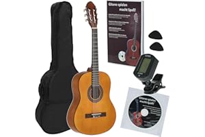 JUAN MIGUEL NAVARREZ chitarra classica 3/4 starter set miele (borsa, accordatore, plettri, libro con CD)
