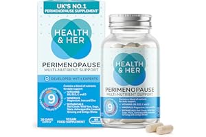 HEALTH AND HER Health & Her Perimenopause Supplements for Women - with Red Clover, Wild Yam Ashwagandha. Wellbeing Support for The Early Stage of Menopause - 1 Month Supply, 60 Capsules - Vegan & Gluten Free
