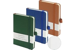 HOMEMARS libretas A6,Verde Azul Marrón, Notebook, Páginas Blancas, cuaderno pequeño, bloc de notas de 14,4 cm x 9,6 cm,192 páginas, cuaderno, cuaderno de bolsillo, diario de viaje,Paquete de 3