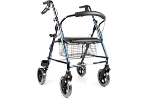 AZIONE SALUTE Deambulatore per Anziani Rollator in Alluminio Ultraleggero con 4 ruote Pieghevole con Maniglia Regolabile in Altezza, Cestino Portaoggetti Rimovibile - ROLLY