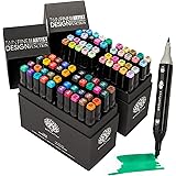 OfficeTree 80 Alkohol Marker - 40 Intensive und 40 Pastell Farben - Twin Marker Set zum Zeichnen und Malen - Touch Marker Sti