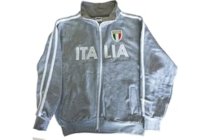 PASSAPAROLA Felpa Italia Uomo con Zip Lunga,con la Scritta Italia e Lo Scudetto Ricamati,Cotone 75%,Poliestere 25%,con Tasche Laterali,280 gr/m2,Disponibile in Due Colori,dalla S alla XXL.