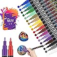 18 Farbige Steine Bemalen Acrylstifte für Steine Permanent Marker Stifte Acrylstifte für Leinwand wasserfester stift -Marker für Design Schule Manga Kunstler/DIY Fotoalben/Hochzeit/Papier (0.7mm)
