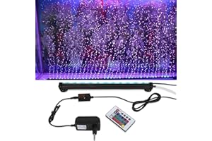 GOESWELL 23 cm Aquarium Lampe Aquarium Licht innen mit Luftblasen - Farbwechsel RGB Vollspektrum Aquarium Led Beleuchtung mit Fernbedienung IP68 Wasserdicht für Fisch Tanks Süßwasseraquarien