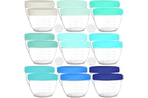 Youngever 18 Pack 60ml Baby Food Storage, Re-usable Baby Food Containers with Lids and Labels, 9 Assorted Colors (Coastal)