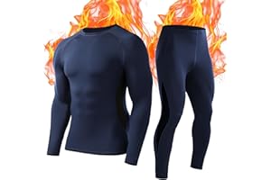 Roadbox Thermal Underwear Mens, Fleece Lined Base Layer Set with Quick-Dry Breathable Lightweight for Running Cycling Skiing Motorbike Outdoor Work in Winter