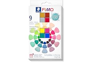 STAEDTLER FIMO Effect Pack Mixing Mica, 2 x 57 g + 8 x 25 g Arcilla Polimérica, con Guía