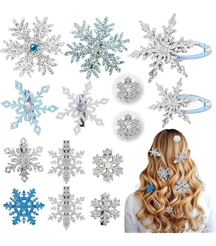Pince à Cheveux Flocon De Neige En Cristal - Barrettes Vintage Strass Argenté - Environ 5x5 Cm - Idéal Fête, Mariage, Cadeau - 7