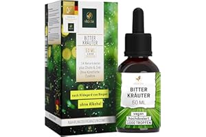 ‎VITACTIV NATURAL NUTRITION VITACTIV Bitterkräuter - Bittertropfen ohne Alkohol - Erlesene Kräuter plus Cholin & Zink - Bitterstoffe Tropfen nach Hildegard von Bingen - Ohne Künstliche Zusätze, Zuckerfrei, Vegan - 50ml