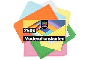 ‎OFFICETREE OfficeTree 250x Moderationskarten Rechteckig 20 x 9,8 cm - Metaplankarten Rechteckig 6 Farben - Moderationskarten Set Bunt - Lehrerbedarf für Präsentation und Vortrag