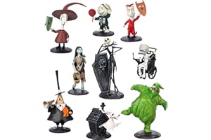 Disney Store Official Nightmare Before Christmas Figurine Playset, 9 Moulded Toy Figures, Includes Jack Skellington, Sally, Oogie Boogie, Zero, Lock, Shock, Barrel, Mayor, Dr Finklestein